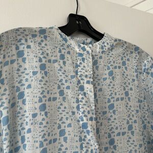Layla Brooklyn white and light blue printed cotton top